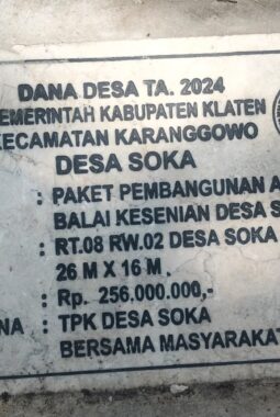 Diduga Telan Dana Desa Rp256 Juta, Pembangunan Gedung Kesenian Desa Soka Mangkrak, APH Diminta Turun Tangan