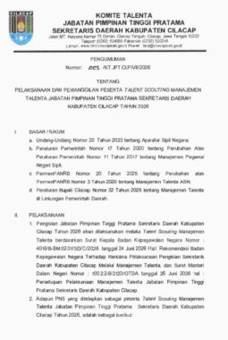 Diduga Cacat Hukum, Proses Seleksi Talenta Sekretaris Daerah Cilacap Dipertanyakan