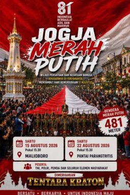 Semarak HUT ke-81 RI: Korem 072/Pamungkas Gelar “Jogja Merah Putih”, Bentangkan Bendera Merah Putih Raksasa 481 Meter